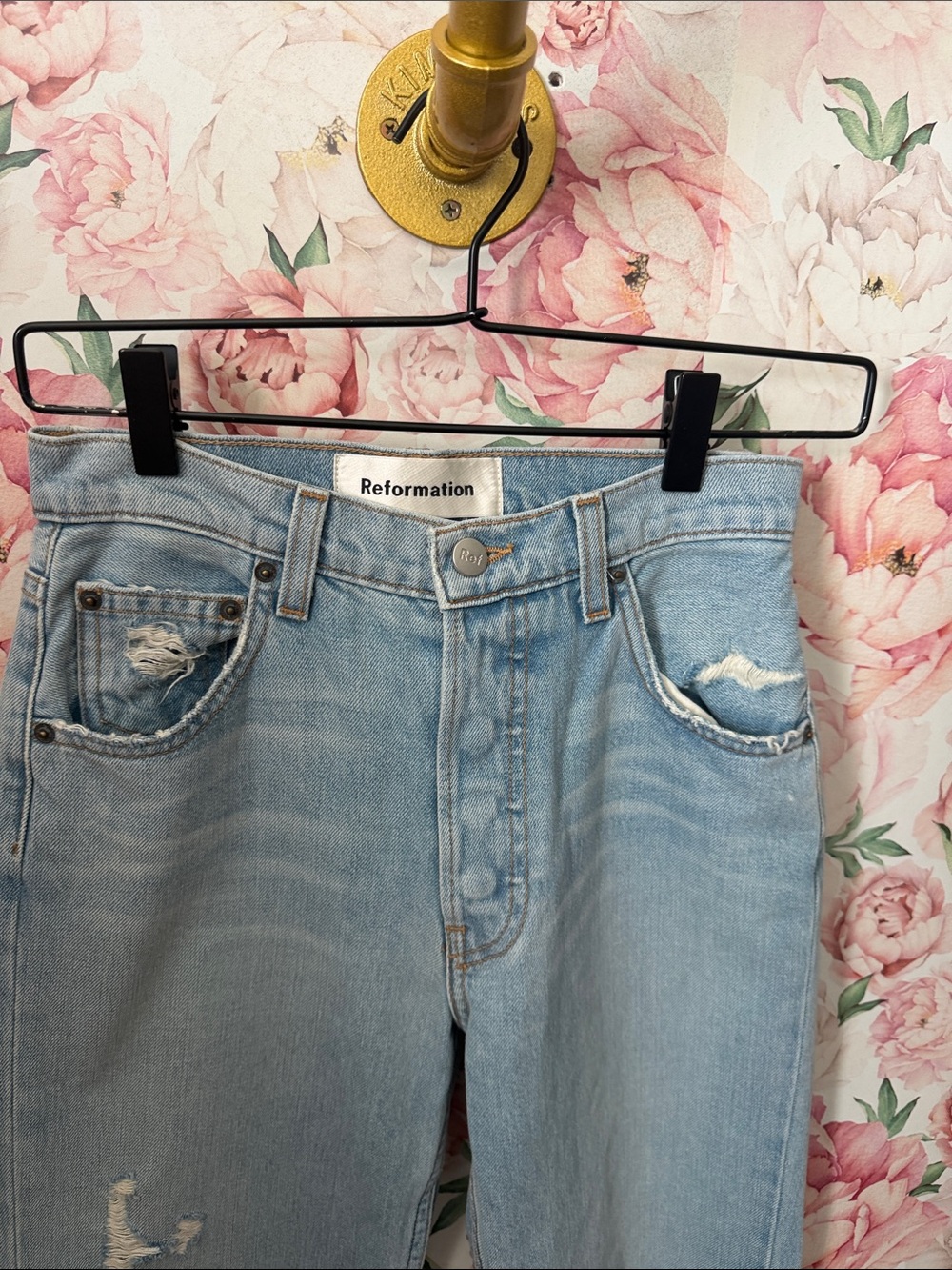 Reformation Danny Mid Rise Relaxed Jean Skye Blue Women’s Denim Pants size 00 24 - Picture 3 of 7